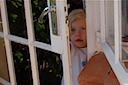 Catherine at Mark's Backyard Door